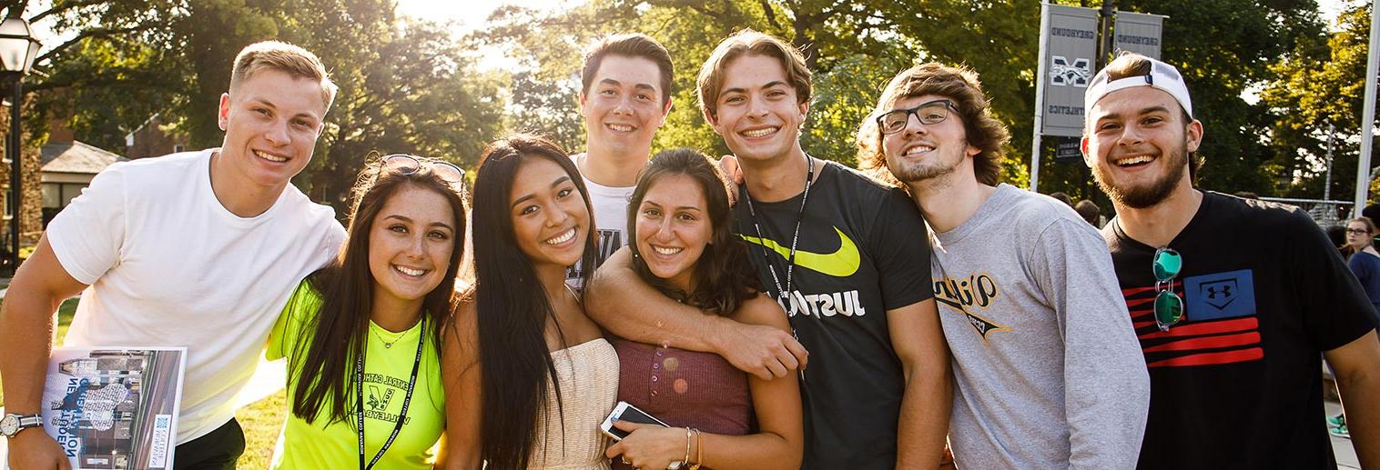 Group of students outside during fall orientation
